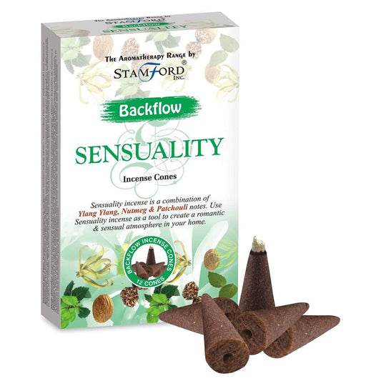 Sensuality Backflow Incense Cones – Ylang Ylang, Nutmeg & Patchouli – Pack of 12 - Ettovi Candle Company