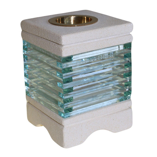 Square Glass Brick Sandstone Wax Melt Burner - Ettovi Candle Company