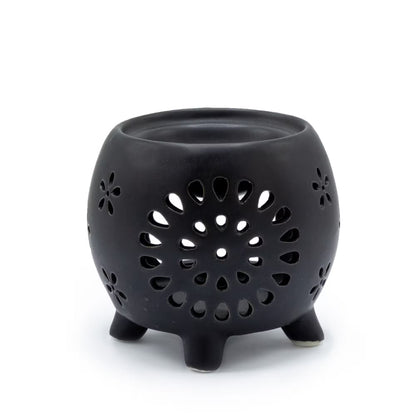 Squat Pot Burner Flowers - Black