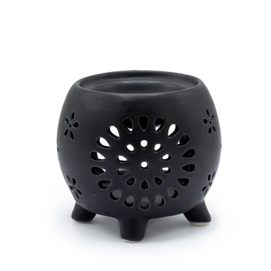 Squat Pot Burner Flowers - Black