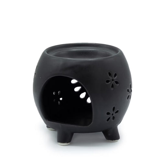 Squat Pot Burner Flowers - Black