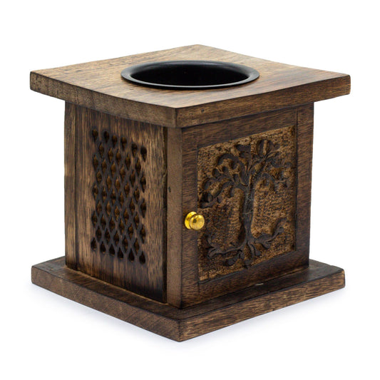 Tree of Life Engraved Wooden Wax Melt Burner - Ettovi Candle Company