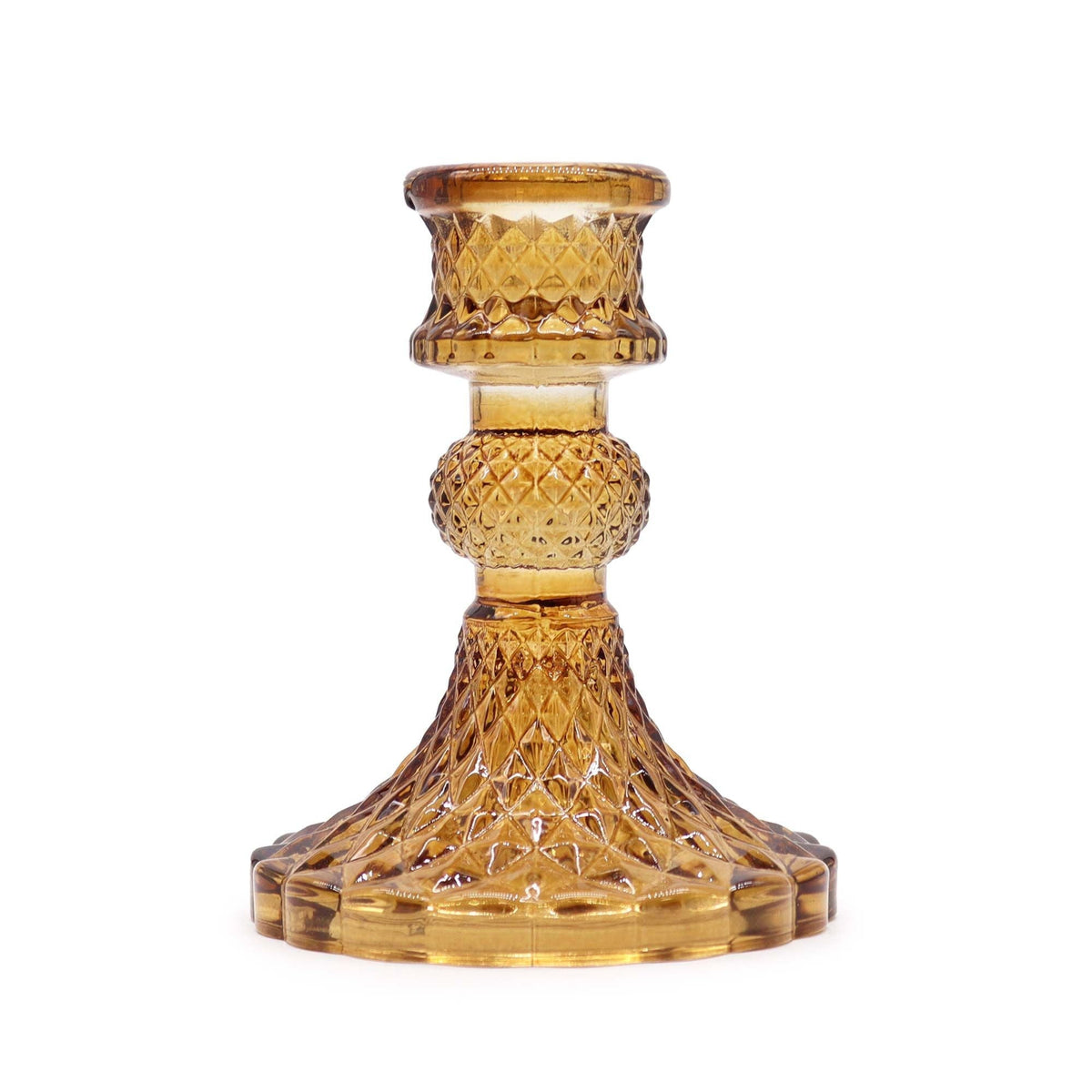 Vintage Glass Candle Holder – Antique Amber - Ettovi Candle Company