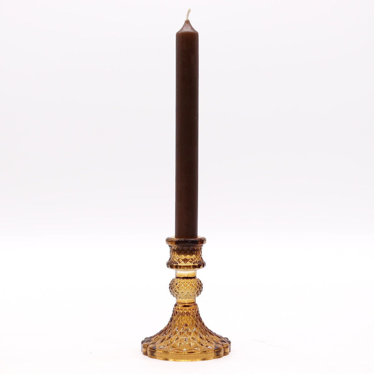 Vintage Glass Candle Holder – Antique Amber - Ettovi Candle Company