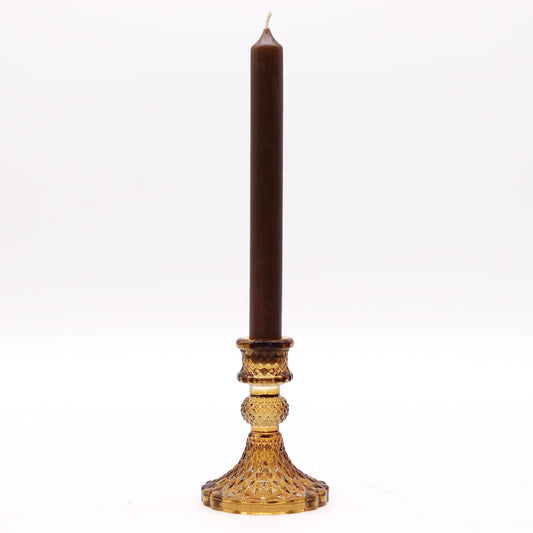 Vintage Glass Candle Holder – Antique Amber - Ettovi Candle Company