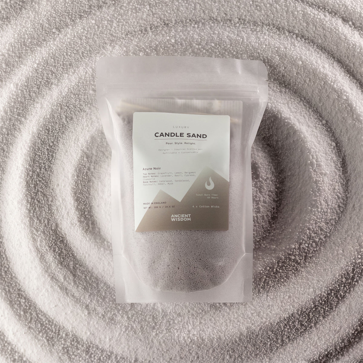 Warm Grey Candle Sand Azure Noir - Ettovi Candle Company