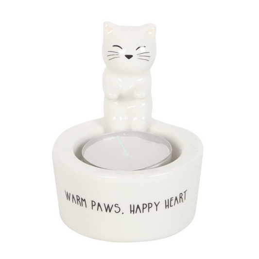 Warm Paws Happy Heart Cat Resin Tealight Holder - Ettovi Candle Company