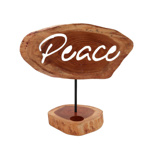 Wooden Peace Tealight Holder - Ettovi Candle Company