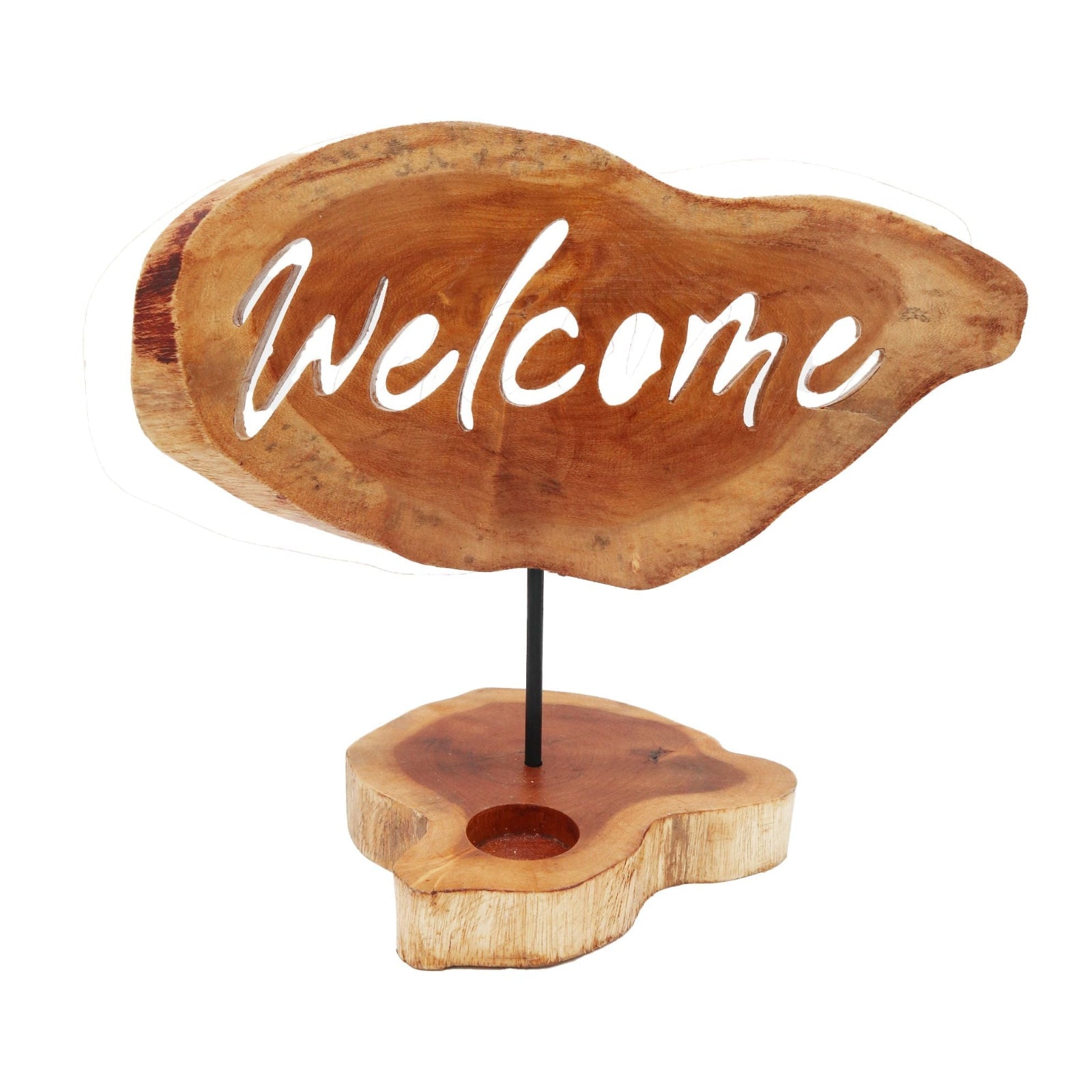 Wooden Welcome Tealight Holder - Ettovi Candle Company